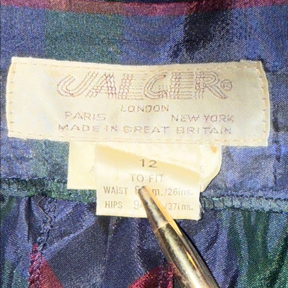 Jaeger London Vintage Full Length Plaid Taffeta Pleated Hem Maxi Skirt SZ 2 - Picture 9 of 10